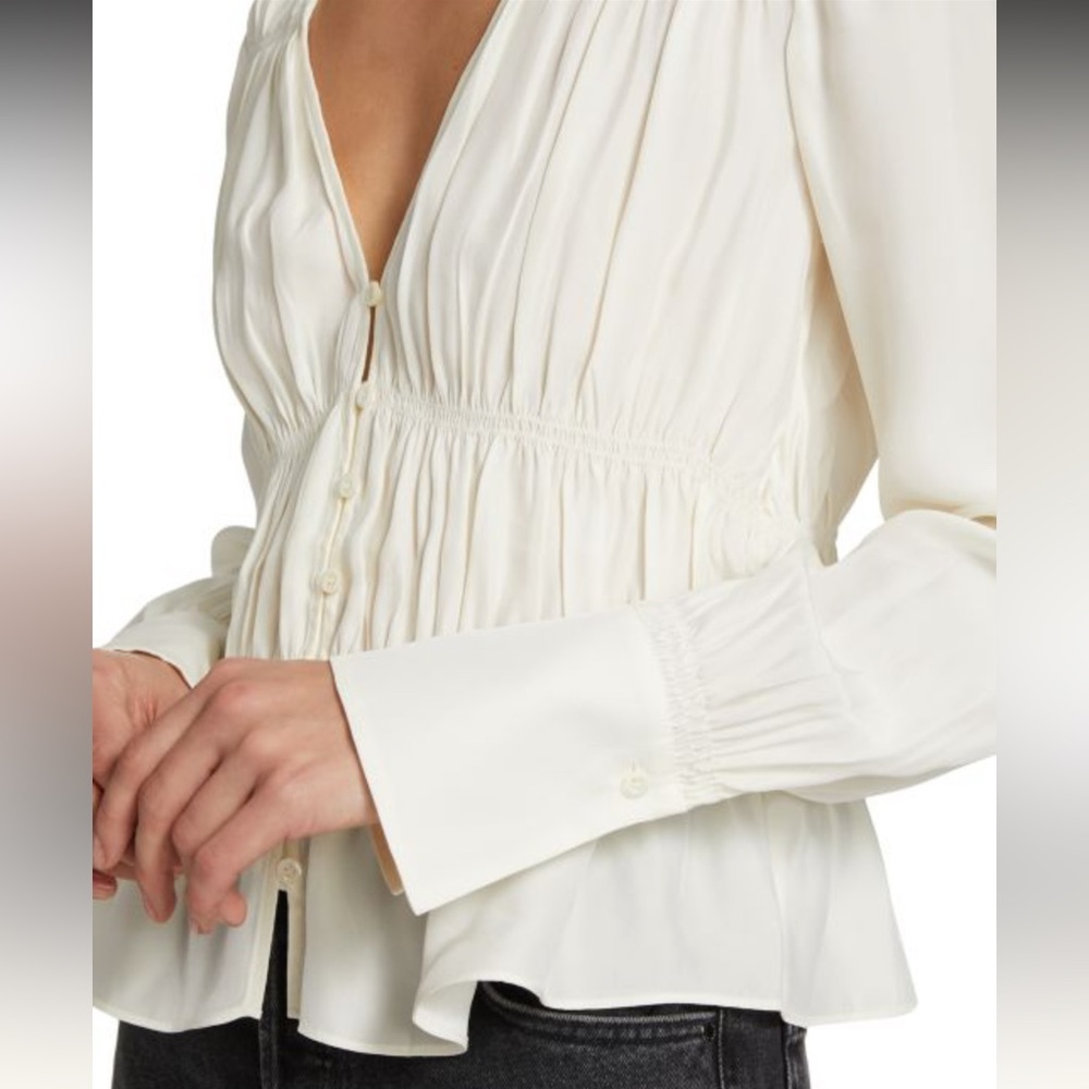 Frame Ruched Silk Blouse - Picture 2 of 7